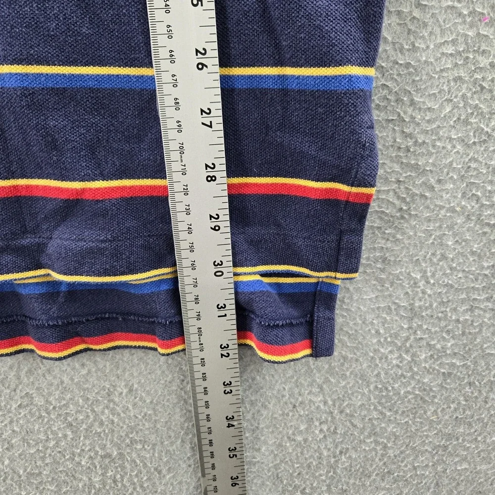 Polo‎ By Ralph Lauren Men Polo XL Navy Pony Embroidery Striped Button Logo Short